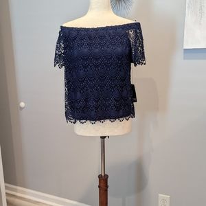 NWT ANA Lacey Blue Top Sz M